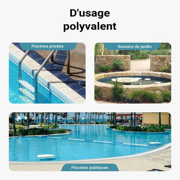 Blå poolslang – 9 m lång, Ø 32 mm – Flytande solslang med förformade sektioner – 165 g/m – Solsugslang