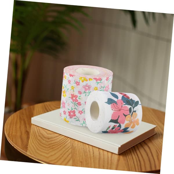 Floral Print Toilet Paper, Standard Roll, 2 Rolls, Decorative Pattern, Soft Absorbent Paper