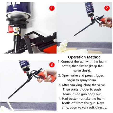 Professional Foam Gun - Ergonomic ABS Handle - Precise Dosing with Spring-Loaded Trigger - For Insulating Doors and Windows
