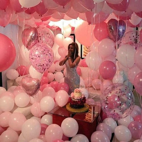 Bursdagsdekorasjon jente gratulerer med dagen girlander ballonger bursdagsdekorasjon