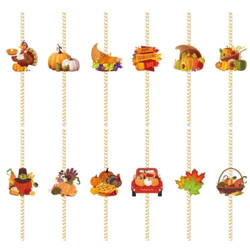 24 stykker papirsugerør til en glad Thanksgiving-fest
