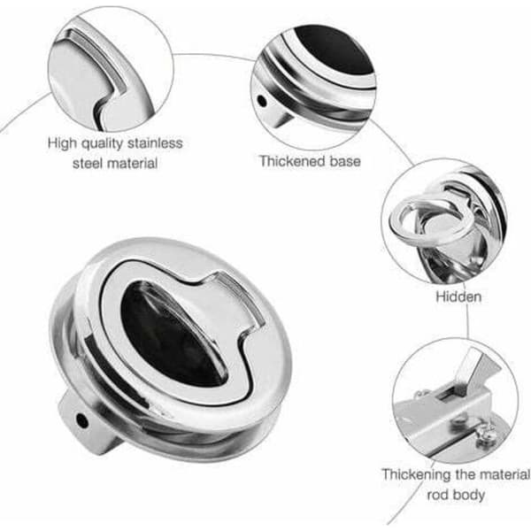 Flush Hatch Latch, 2 Pieces Flush Hatch Latch, Boat Hatch, Flush Hatch Handle, Flush Lift Handle Silver