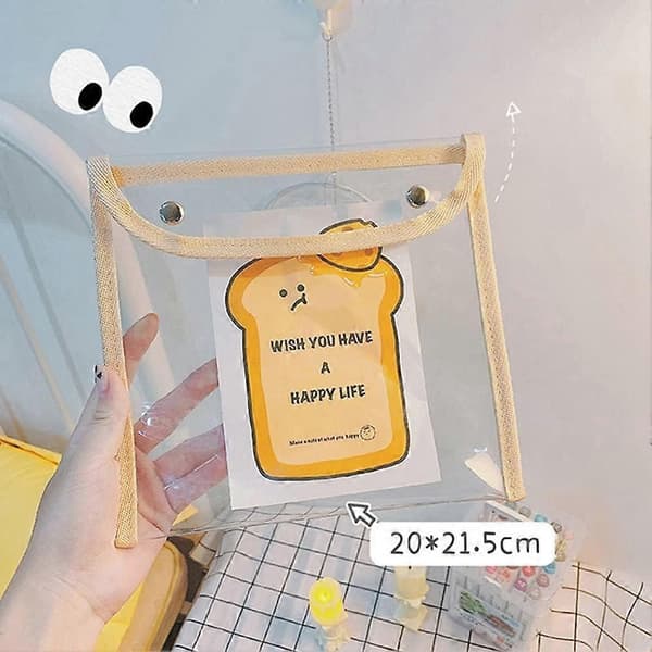 PVC Snap Button Bag Pencil Case Test Paper Stationery Storage Bag Large Capacity Waterproof Transparent Document Bag