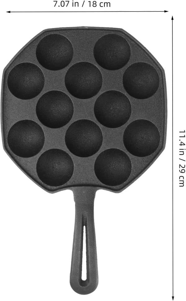 12 forme Takoyaki Grillpande Støbejern Nonstick Blæksprutte Maskine Nem at bruge Sort Bageudstyr