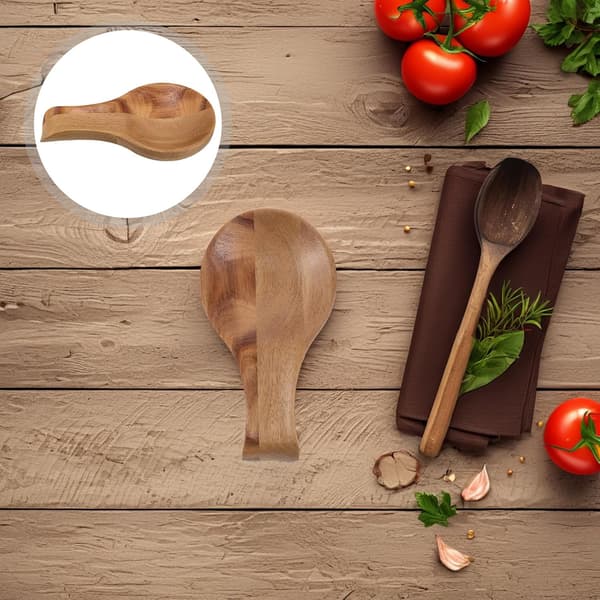 Wooden Spoon Rest, Rectangular Elegant Design, Rustic Charm, Keeps Countertops Clean