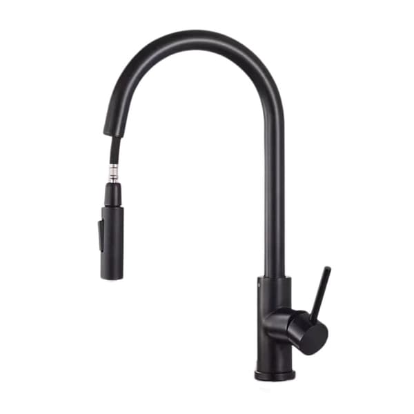 Matte Black Kitchen Faucet with Pull-Out Spray Head, 360° Swivel Stainless Steel Mixer, 2-Function Sink Faucet