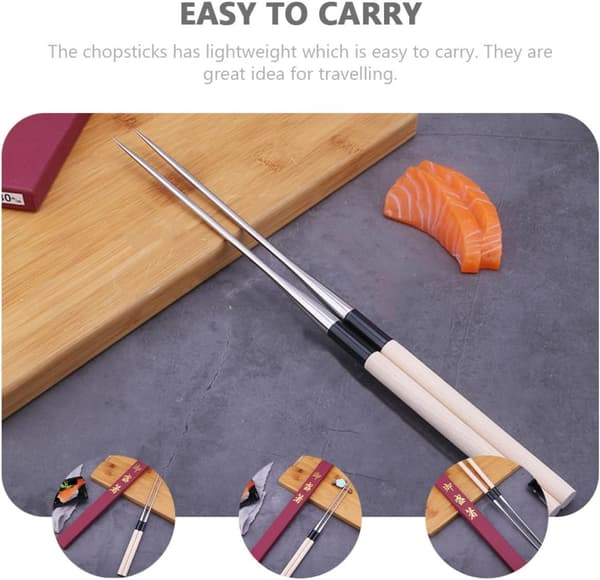 2 stk spisepinner i rustfritt stål for sashimi, sterk praktisk anvendelighet og enkle å rengjøre