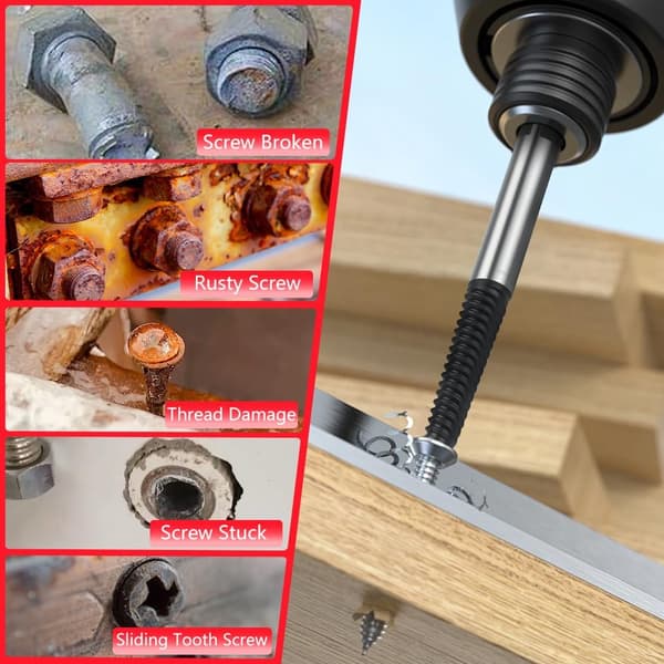 6-piece Screw Extractor Set, Left-Handed Bolt Extractor, for Removing Damaged, Rusted, Stripped, or Broken Screws