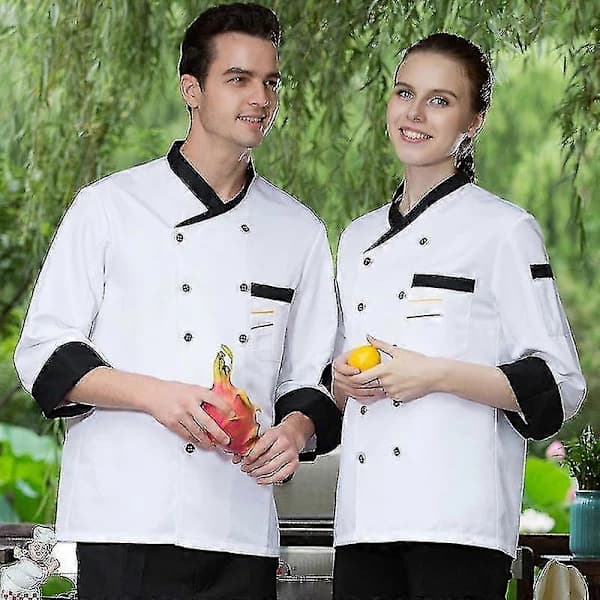 Efterårs- og vinterkokkearbejdstøj til mænd, langærmet hotelrestaurantkøkken, efterårskokketøj til kvinder -Sy 2XL