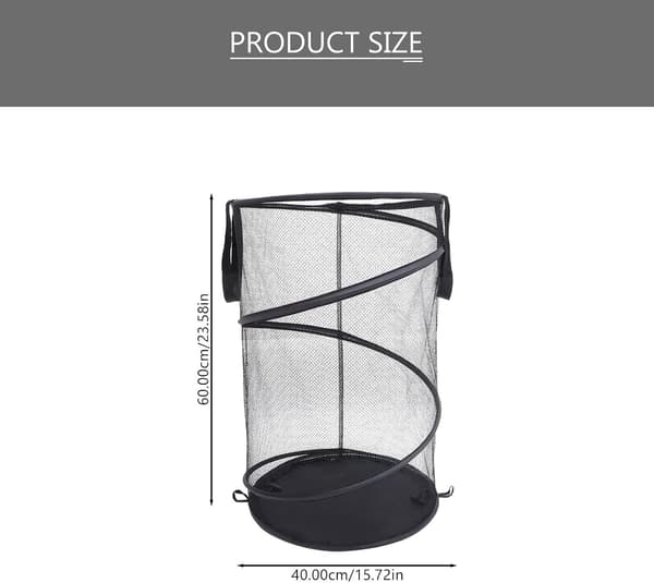 Foldable Laundry Basket with Handles, Large Black Polyester Laundry Hamper