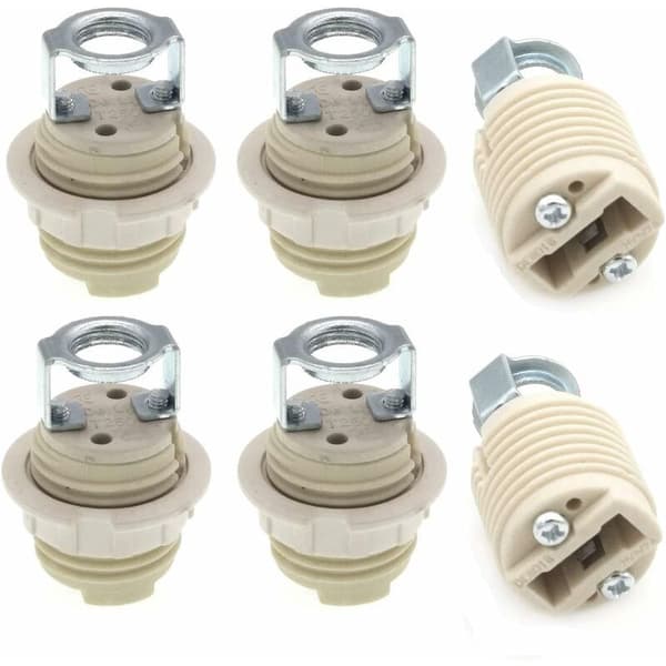 Set of 6 G9 Lamp Holders with Bracket, G9 Threaded Ceramic Halogen Socket with Ring - for LED, CFL, Halogen Bulbs
