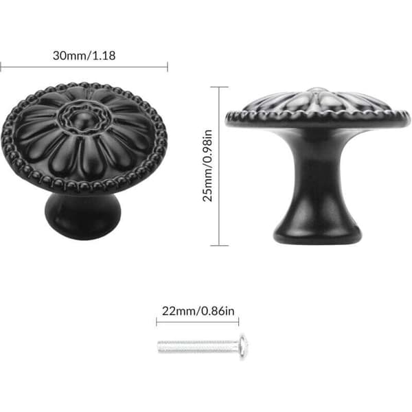 16 Pcs Black Door Knobs Kitchen Cabinet Handles Furniture Knobs with Screws for Dresser Cabinet Kitchen