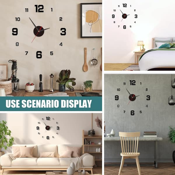 DIY Wall Clock 40cm, Modern Digital Wall Clock with Silent Movement, 3D Acrylic Design, Wall Decor for Living Room Bedroom