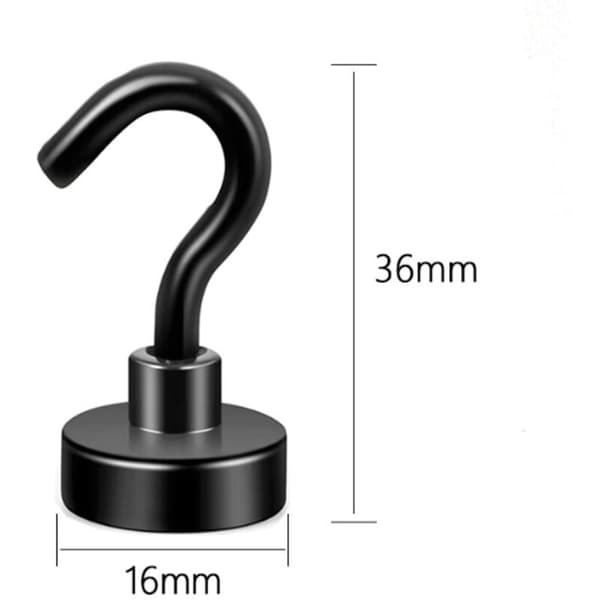 Extra Strong Magnetic Hooks with Refrigerator Hook, Heavy Duty Cruise Ship Ceiling Hook, Small Magnetic Hook for Van, Wall (Black, 10-Pack)