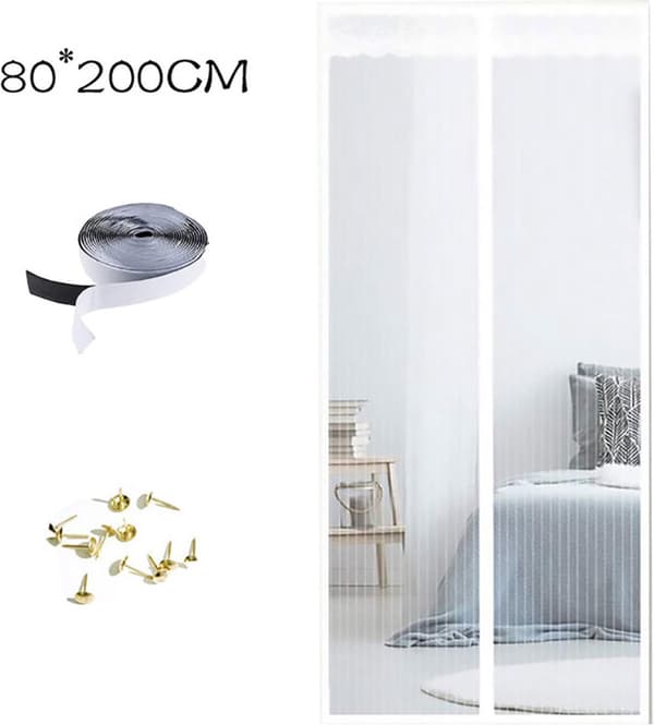 Magnetic Mosquito Net Door 80*200cm – Super Tight, Widened Top, Automatic Closing – White
