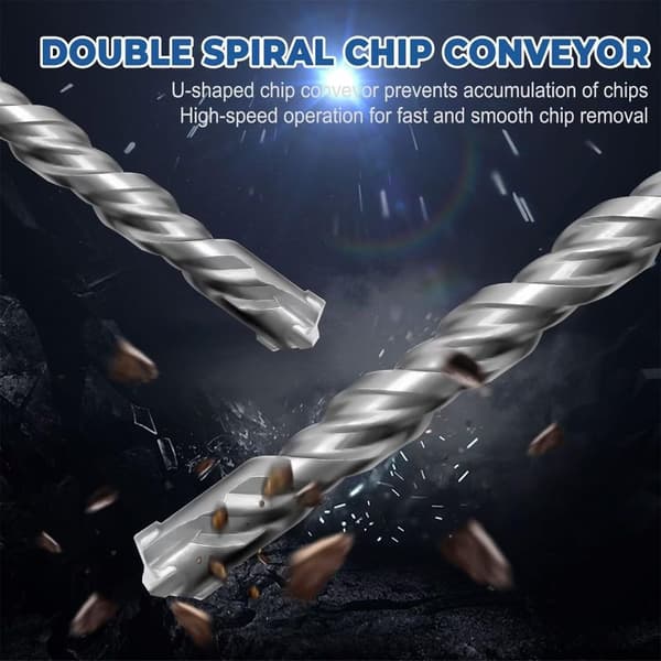 16 mm x 200 mm SDS Plus drill bit with 4 carbide cutters and double spiral, for concrete and natural stone