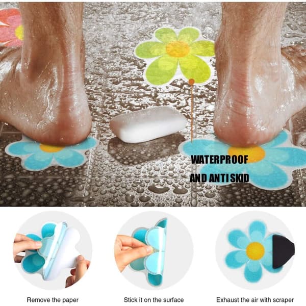 20 Non-Slip Bathtub and Shower Floor Stickers with a Premium Scraper