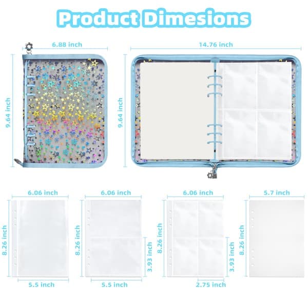 Reusable Sticker Collection Album with Tools and Release Paper, Transparent A5 Storage Binder for Organization, Blue Blue