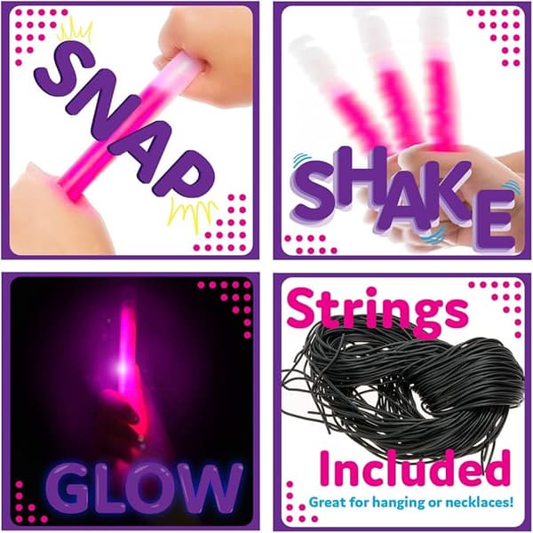 Glow Sticks Festutstyr for barn og voksne 25pk - 6 tommer Bul