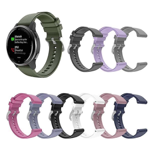 Urrem til Garmin Venu Sq Silikone Sølv Spænde Rem til Garmin Vivomove3 Udskiftning Mørkegrå Dark Gray