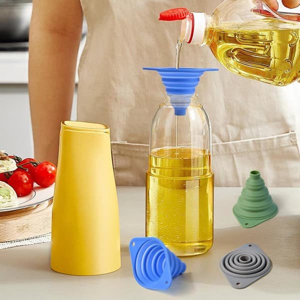 Kitchen Funnel Set (3 Pieces), Collapsible Silicone Funnels for Filling Small Bottles.