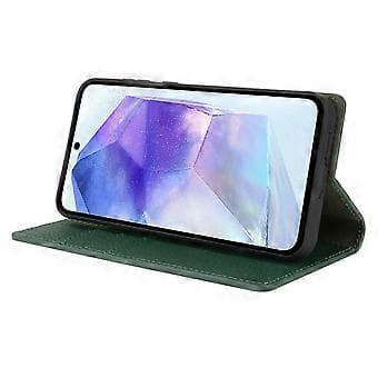 Äkta läderplånboksfodral med litchi-textur för Samsung Galaxy S25 - Grön Green