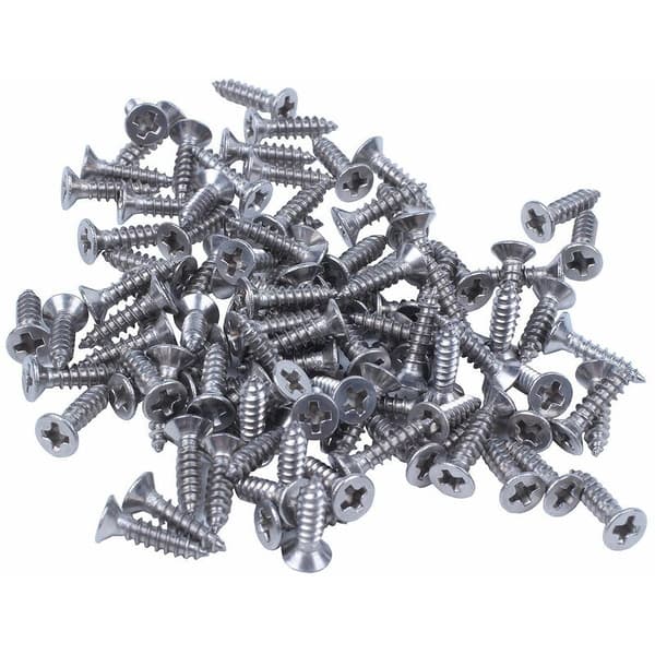 100X Rustfrie Selvborrende Skruer med Flatt Hode 12X3 Mm Sølv