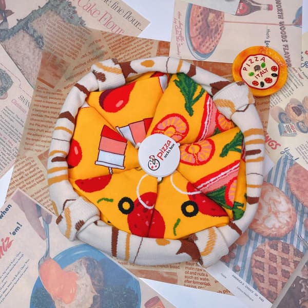Pizza Mid Cotton Socks Men - Kreativt modepar Bacon Drink KLB