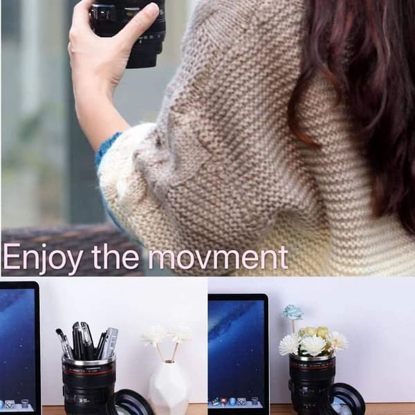 Camera Lens Coffee and Tea Cup - Creative Gift for Photographers - Stainless Steel KLB