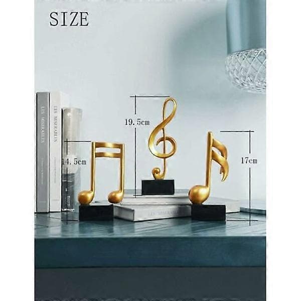 3 stk. dekorative figurer, noder, skulptur, statue, moderne musikkunst til juleklaver, fødselsdagsgave, harpiks, guld