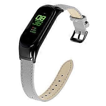 For Xiaomi Smart Band 8 Genuine Leather Strap with Black Watch Case Style G Style G