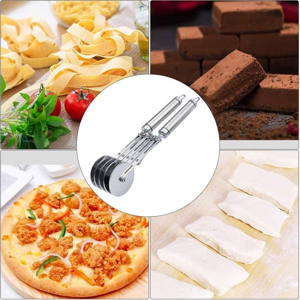 Degdelare, pizzaskärare i rostfritt stål med 5 hjul