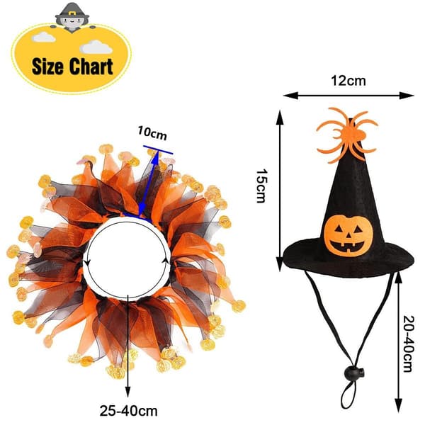 Kat Heks Halloween Kostume, Hund Tutu Krave og Hekse Græskar Hat til KLB