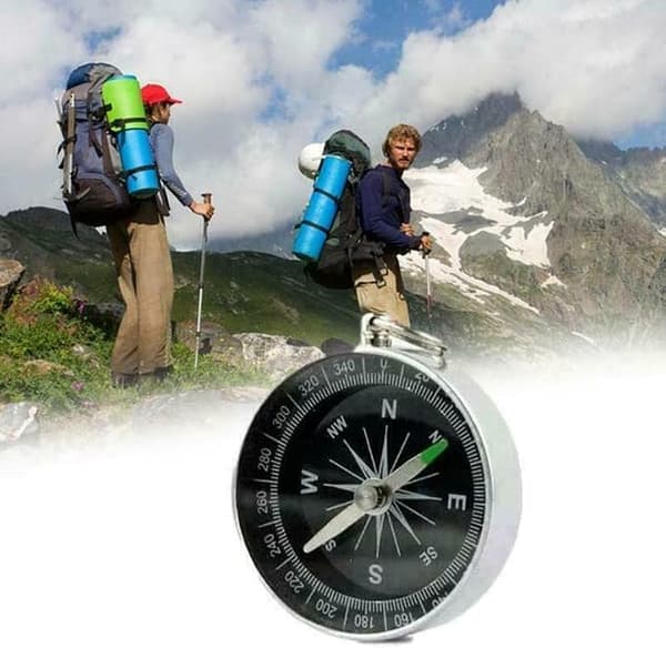 Enkel vandrekompasnavigation, lomme-navigation med justerbar deklination, til udendørs camping med kompas