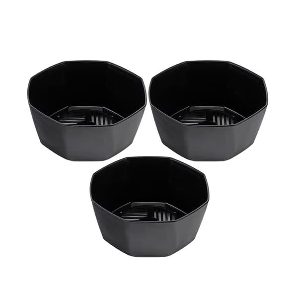 3-pak sorte urtepotter, 20,8 cm diameter, 9 cm højde, til indendørs og udendørs have