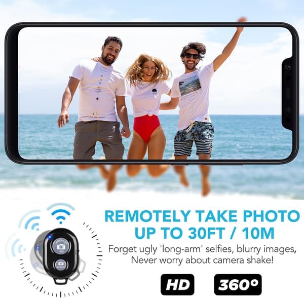 2-pack Wireless Camera Remote Control - Wireless Remote Control for iPhone & Android Phones iPad iPod Tablet, Clicker for Photos & Videos