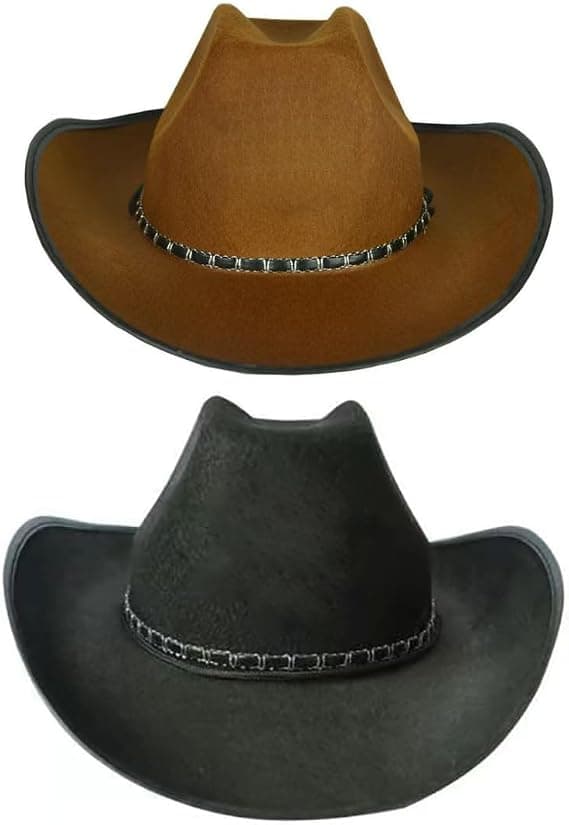 2 stk. Cowboyhatte til Voksne Udklædning Brun og Sort