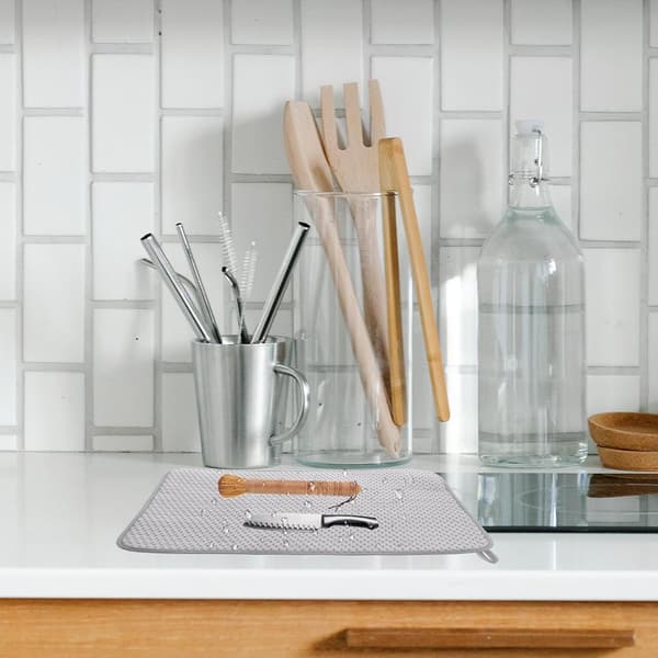 Drying Pad Water Absorbent Microfiber Mat Non-Slip Heat Resistant Microfiber Kitchen Dish Mat