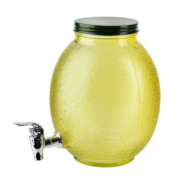MODERN KITCHEN Glasbeholder med kran 4L i sitronform, gul dekorativ mugge
