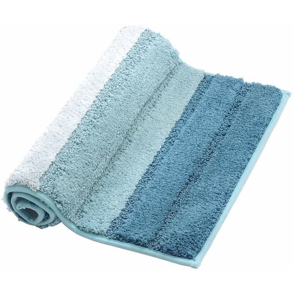 Luxury Bathroom Mat, Soft Plush Microfiber Non-Slip Shower Mat, Machine Washable - Gradient Blue