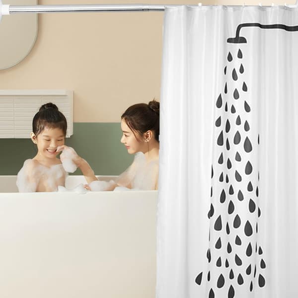 Justerbar 50cm-80cm Spændestang Gardinstang Rustfrit Stål Ingen Boring Elegant Hvid Bruseforhængsstang