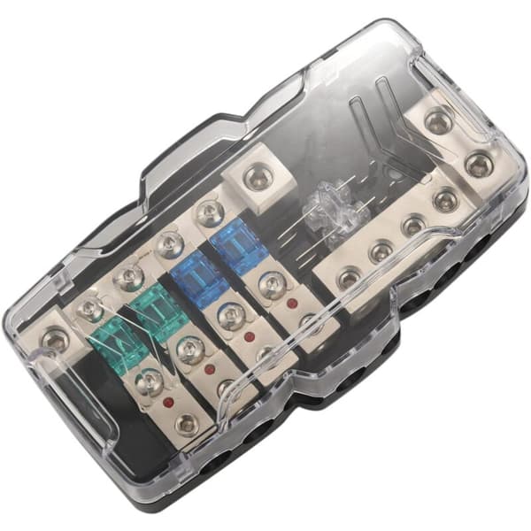Multifunksjonell bilstereo ANL sikringsholder distribusjon LED 0/4Ga uttak 4-veis sikringsboks 30A 60A 80Amp