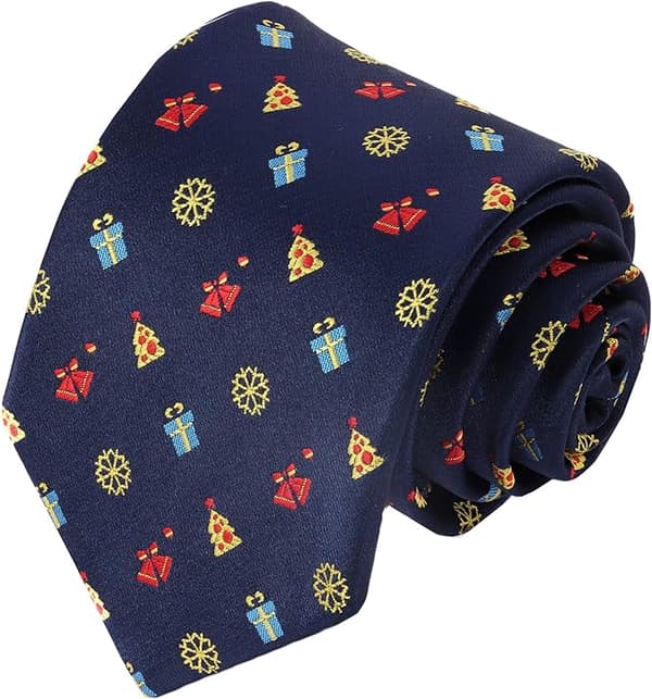 Juleklip til mænd, silkeslips til mænds julefrokost, jul-marineblå