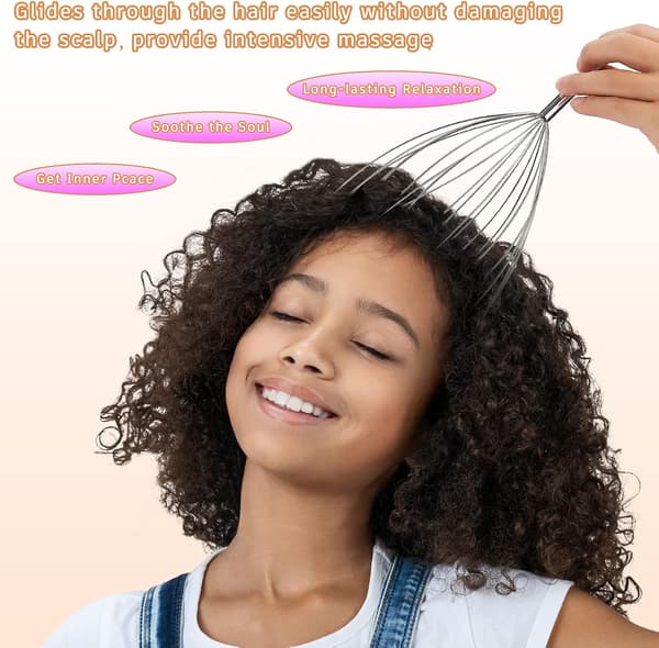 Head Massager and Back Scratcher Set with Stainless Steel Handle