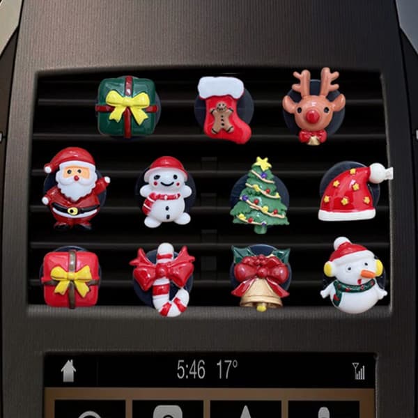 Dekorasjon for bil, jul, luftventilklips, nisse, juletre, bilens luftventilklips for bilventilklips, maskot