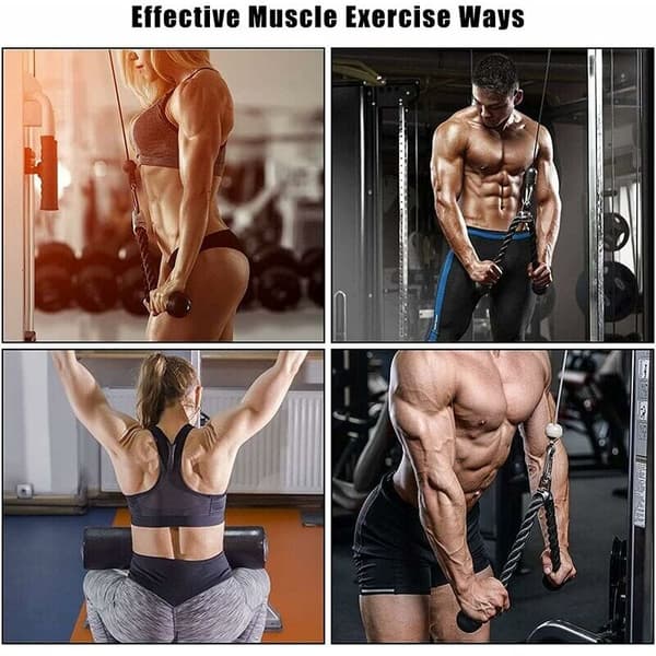 Nylon Triceps Rope for Strength Training with Non-Slip Handles - Back, Biceps, Triceps, Gym or Home - Black