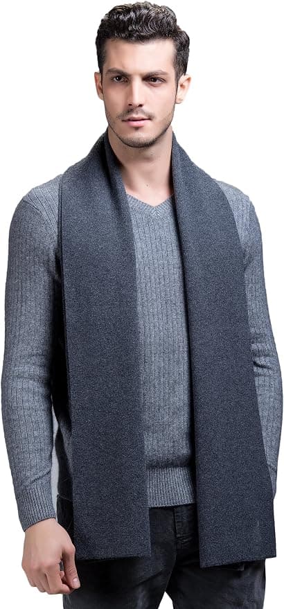 100 % australisk merinoull herrscarf stickad mjuk och varm (mörkgrå)