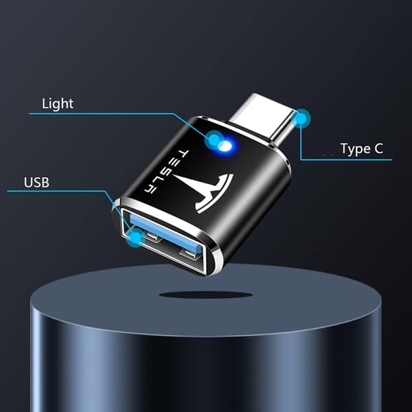 USB-C til USB-adapter passer til Tesla Model 3/Y/S/X, Tesla Model 3/Y-tilbehør, USB-C til USB 3.0-adapter, passer til de fleste elektroniske enheder