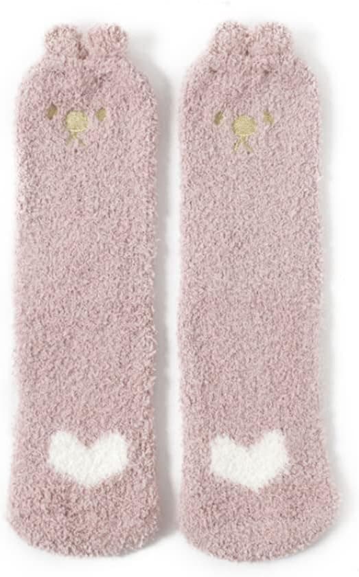 Women's Soft Fuzzy Solid Striped Winter Material Socks - Cozy Microfiber Home Socks - Crew Style, Size 9-11