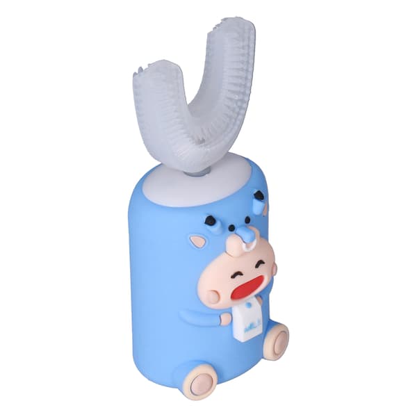 Automatic Toothbrush Vibration U-shaped Waterproof Battery Rechargeable Cute Electronic Toothbrush for Kids Blue